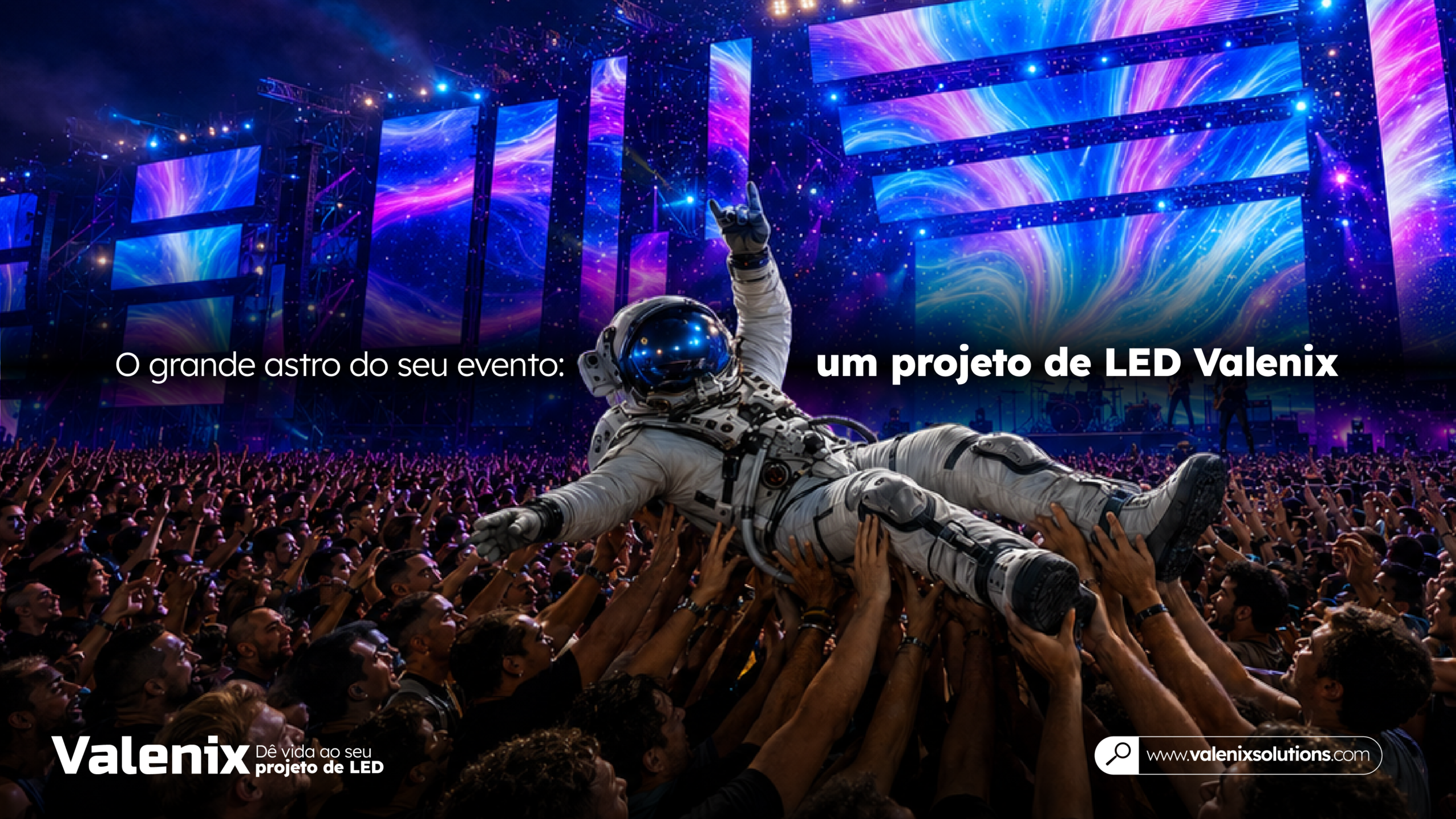Grande palco com painéis de LED Valenix representando aplicações de pixel pitch P3.9